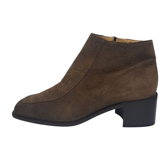 Bruno Magli Leather Suede Retro Ankle Block Heel Bootie Brown Size 8 - Picture 7 of 17